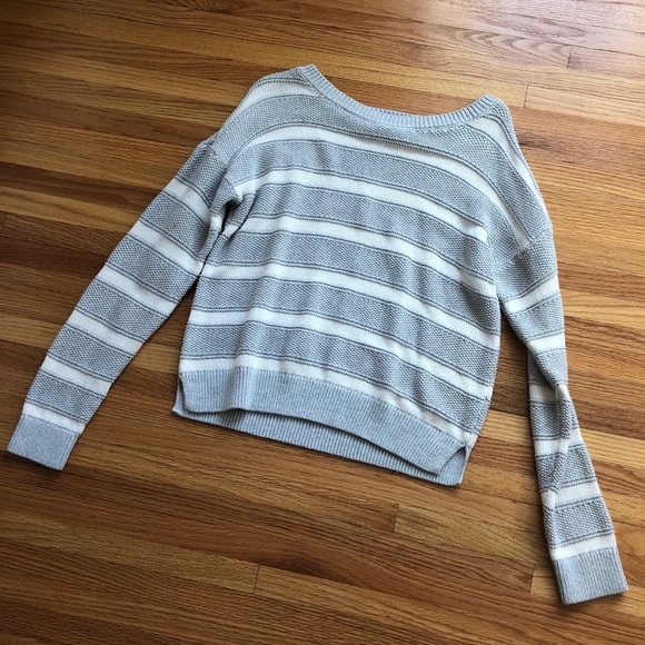 Abercrombie & Fitch Sweaters - Grey and White Cotton Abercrombie Sweater
